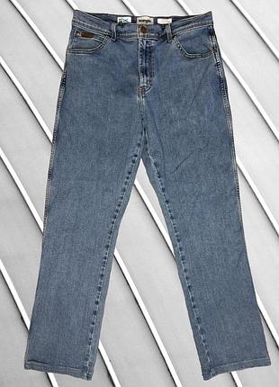 Женские джинсы wrangler l eu40 79112 ua46 голубые прямого кроя классические плотные брендовые брюки деним базовые повседневные, стильные прямого кроя
