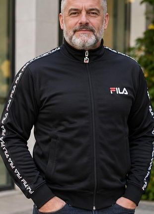 Чоловіча спортивна кофта fila з лампасами на блискавці, чорна, l (50), оригінал