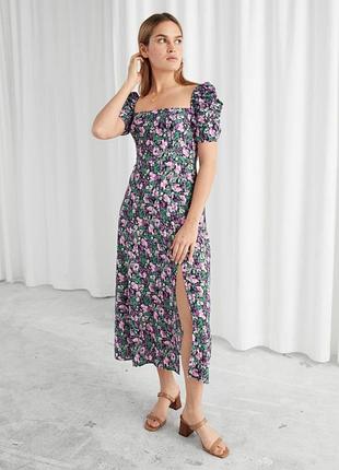 Нова віскозна міді сукня & other stories puff shoulder crepe midi dress
