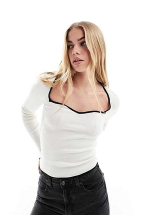 Лонгслив трикотажный с контрастными элементами new look