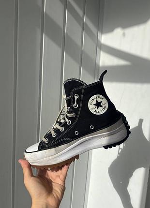 Кеди converse run star hike чорні на платформі
