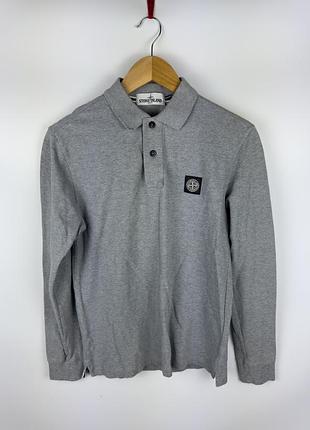 Чоловіче поло stone island з довгим рукавом, сіре, розмір s