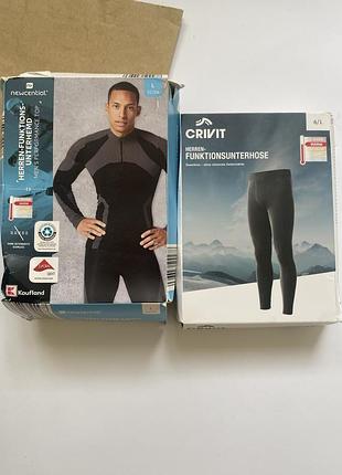 Мужской зональный термокомплект crivit newcential l 52/54 черное спортивное термобелье лыжное бесшовное термокофта и термоштаны кальсоны