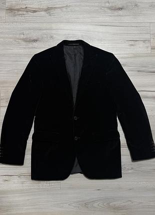 Черный вельветовый пиджак хуго бос hugo boss velvet blazer, факт m, оригинал