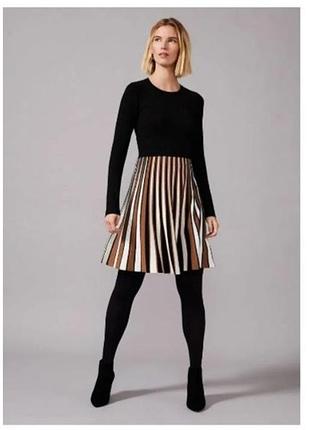 Премиум! новое трикотажное платье-миди phase eight eylsa pleated stripe knit dress (оригинал с бирками) размер l