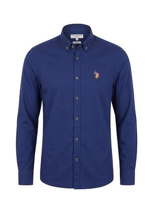 Оригінальна чоловіча сорочка u.s. polo assn. basics slim fit темно-синього кольору | розмір s