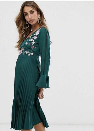 Плаття, сукня смарагдова плісе asos