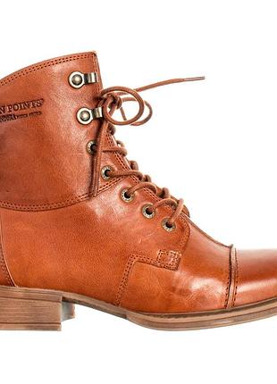 Жіночі шкіряні черевики бренду ten points моделі pandora lace-up у кольорі коньяк