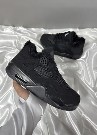 Женские кроссовки nike air jordan 4 retro black cat winter fur ❄️