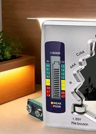 Універсальний цифровий тестер батарейок та акумуляторів bt-168d з lcd дисплеєм (aa, aaa, c, d, крона 9v, button)