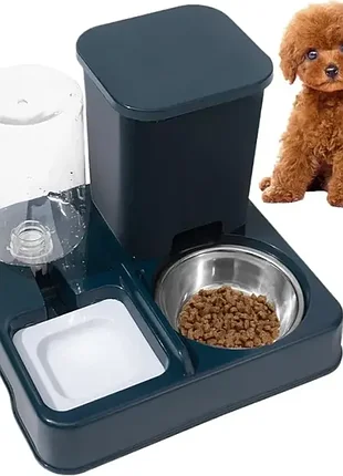 Кормушка с поилкой pet automatic 2 в 1 синяя • автоматическая гравитационная кормушка