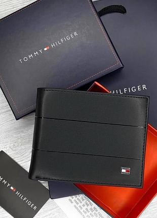 Чоловічий гаманець tommy hilfiger чорний шкіряний