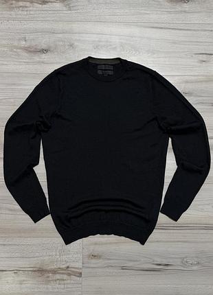 Черный джемпер свитер из шерсти мериноса maison cinqcent merino wool knit sweater, s, оригинал
