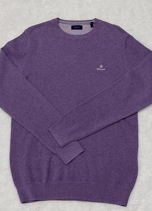Джемпер gant cotton piqué crew neck / оригінальний фіолетовий чоловічий светр / розмір l