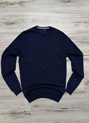 Темно синие джемпер свитер из шерсти мериноса maison cinqcent merino wool knit sweater, s, оригинал