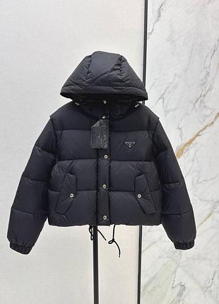 Куртка трансформер жіноча prada коротка дута чорна