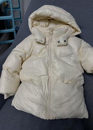 Пуховик для дівчинки zara, білий, розмір 98