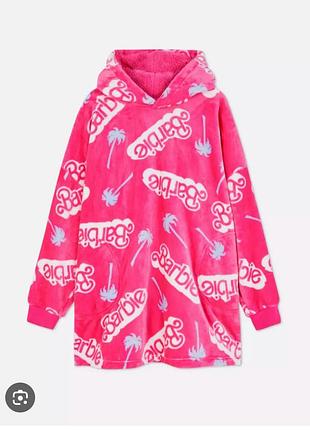 Розовое плюшевое худи-плед снуди (snuddie) из коллекции barbie от бренда primark.