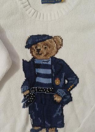 Светр polo ralph lauren білий з принтом ведмедя