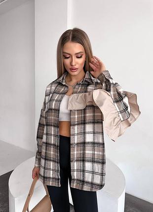 Рубашка оверзайз в клетку с баской🧵🪡