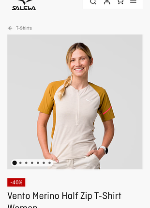 Жіноча футболка vento merino з напівзастібкою salewa