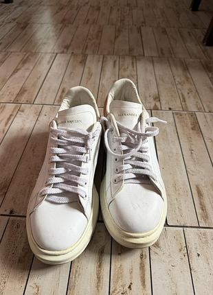 Кеди alexander mcqueen білі шкіряні на платформі