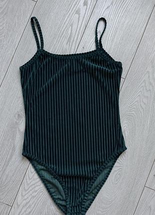 Боді жіноче zara у смужку темно-зелене