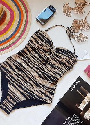 Стильный слитный купальник бандо f&amp;f в анималистичный принт (зебра)