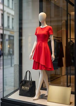 Розкішна червона сукня hugo boss (розмір de 36 / uk 8 / s)