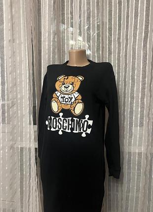 Плаття moschino чорне з принтом ведмедика toy