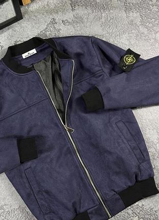 Синий демисезонный бомбер stone island s-xxl