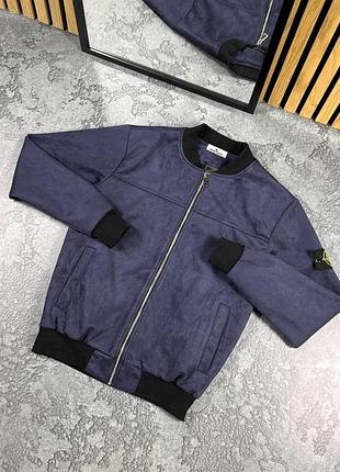 Бомбер stone island s-xxl синий демисезон