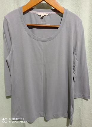 Хлопковый светло-серый с оттенком морской волны лонгслив оверсайз модал хлопок white stuff бавовна