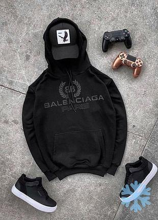 Зимове худі balenciaga чорне, матеріал фліс, s-xxl