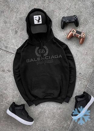 Флісове зимове худі balenciaga, колір чорний, s-xxl