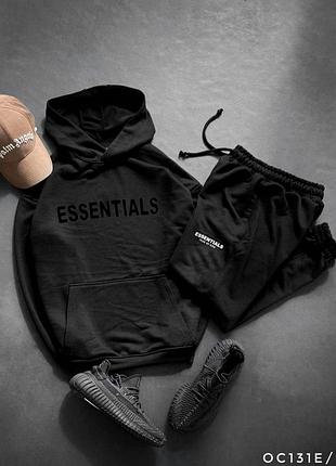Черный мужской флисовый костюм essentials размер xxl