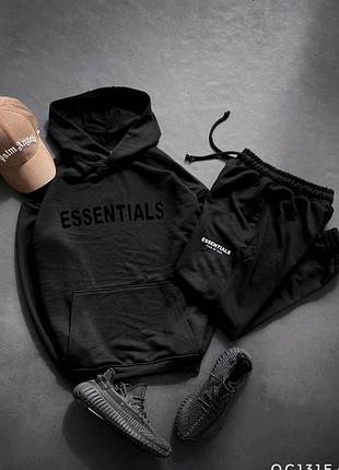 Костюм черный мужской флисовый essentials xxl
