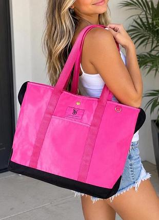 Жіночий шопер victoria’s secret фуксія з чорним