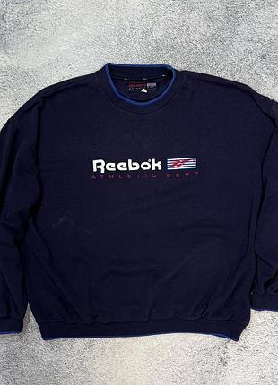 Вінтажний світшот reebok athletic dept синій оверсайз 90-х l