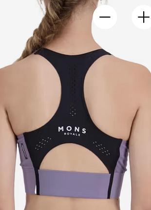 Спортивний топ із суміші мериносової вовни mons royale wmns stratos merino bra у бузковому/фіолетовому кольорі