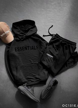 Мужской флис костюм эssentials черный xxl
