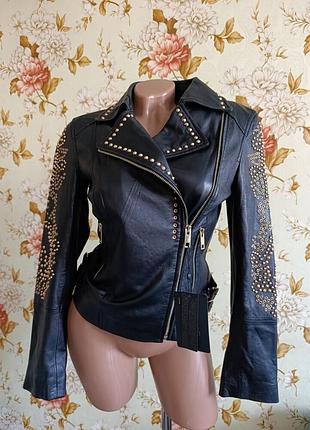 Шкіряна куртка-косуха zara woman premium denimwear collection