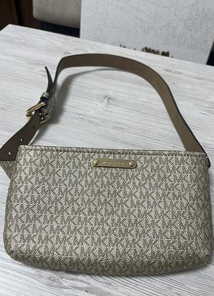 Жіноча поясна сумка( бананка) золотистого кольору michael kors