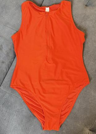 Суцільний червоно/помаранчевий купальник від primark  uk14- eur42 - usa 10