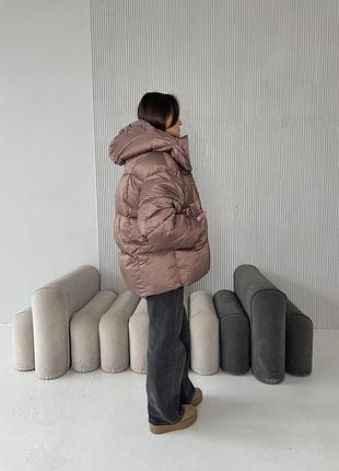 Зимовий жіночий пуховик коричневий дутий s-xl