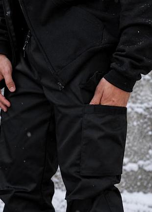 Без утеплення? ні, флісові чорні штани карго without s-4xl