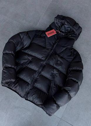 Hugo чоловіча куртка чорна на зиму s-xxl