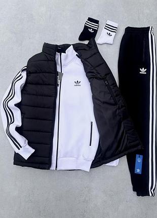 Зимовий теплий костюм adidas штани кофта жилет s-xxxl