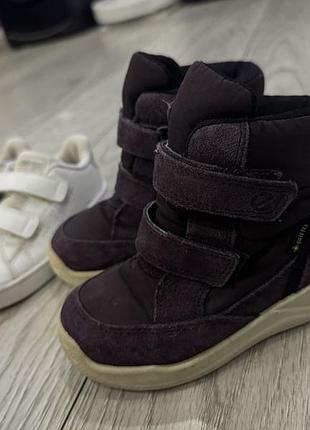 Дитячі чоботи ecco gore-tex бордові на липучках