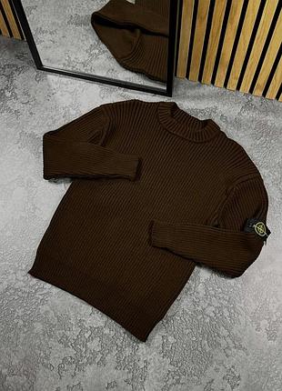 Stone island світр в'язаний коричневий s-xxl демісезонний